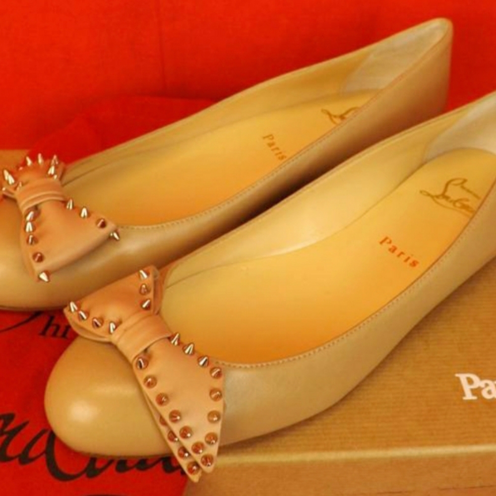 SALE! Christian Louboutin Ballalarina Spiked Bow Flats